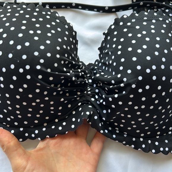 Victoria’s Secret Zuma Bikini 36D Top & Large Bottoms Set Black White Polka Dot - Picture 16 of 16